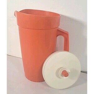 Vintage Tupperware Pitcher 2 Quart Harvest Orange  Pop-Top Lid  c.1970’s